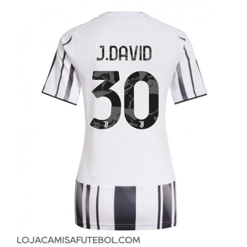 Camisa de Futebol Juventus Jonathan David #30 Equipamento Principal Mulheres 2025-26 Manga Curta